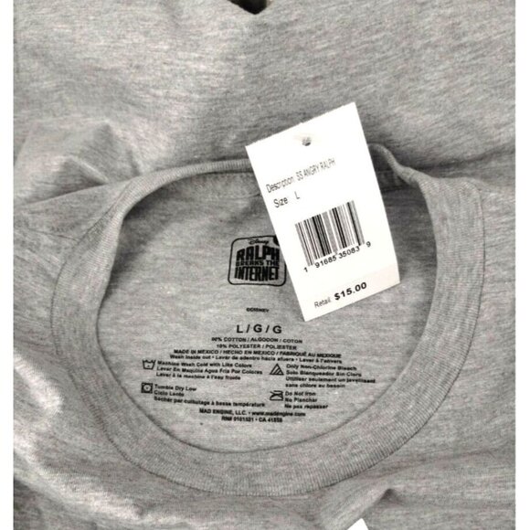 Mad Engine Mens Large Disney Wreck It Ralph Gray Graphic T-Shirt New with Tags - Picture 5 of 5